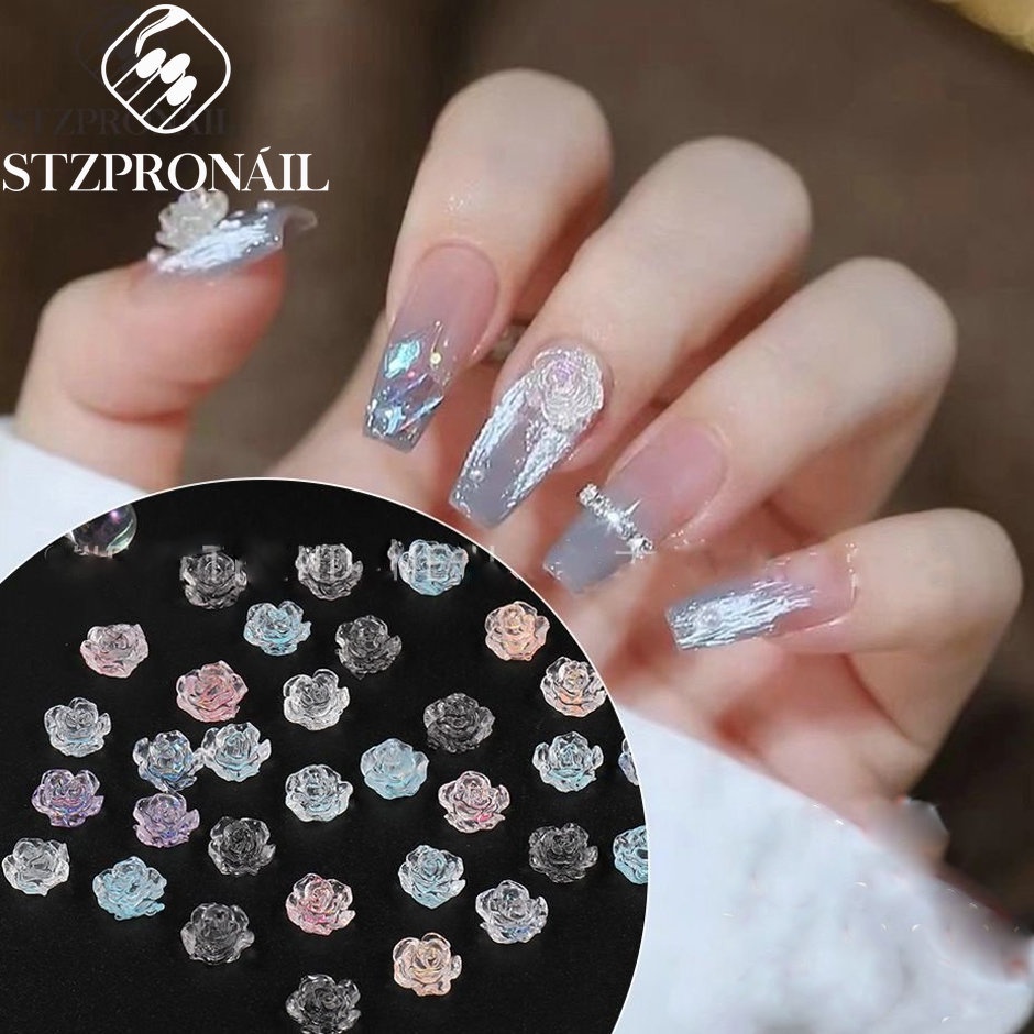 Set phụ kiện đính trang trí móng tay nghệ thuật STZPRONAIL nhiều kiểu dáng tùy chọn màu sắc trong suốt tiện lợi