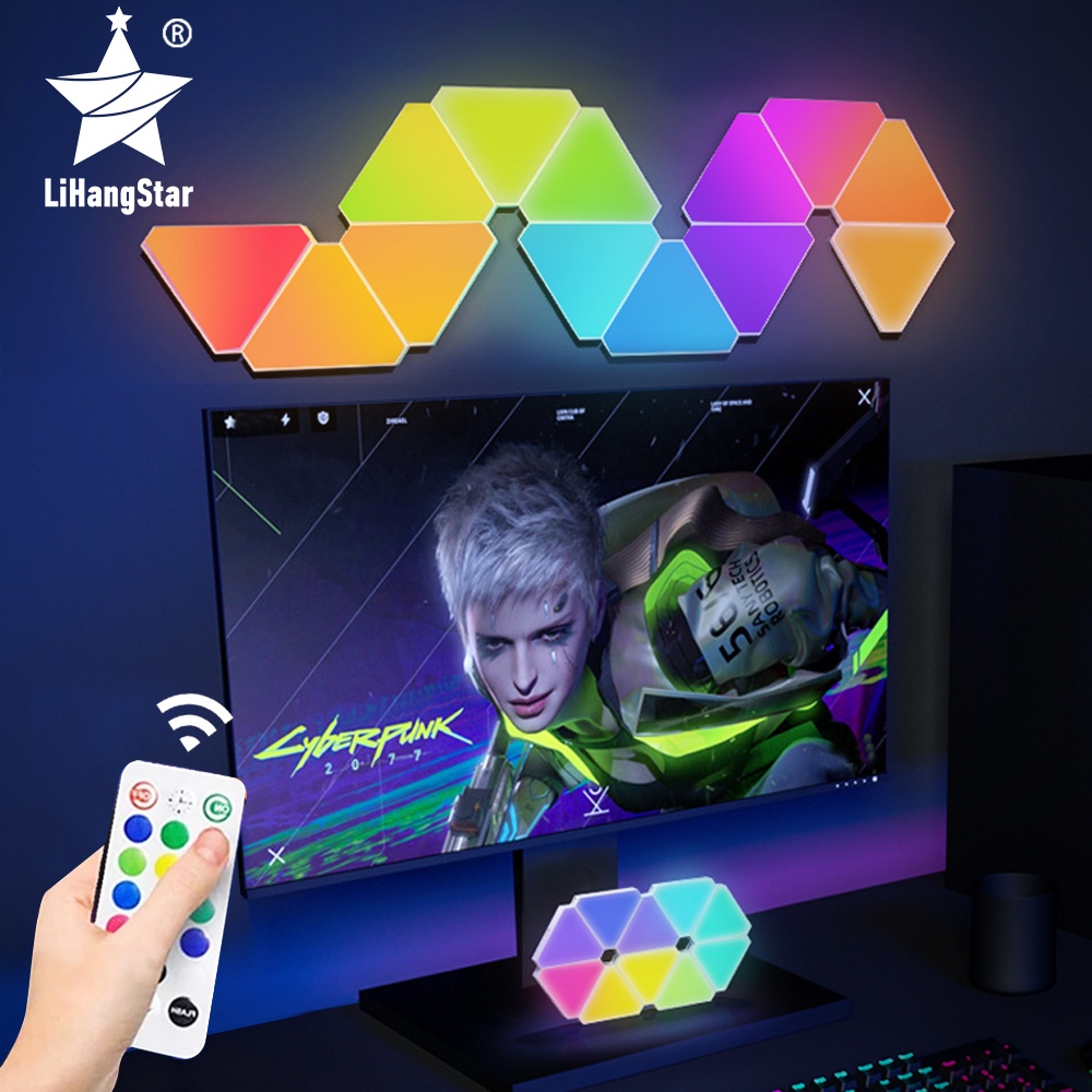 Đèn Ngủ LED Hình Tam Giác USB Cảm Ứng RGB Có Điều Khiển Từ Xa Tiện Dụng Trang Trí Phòng Ngủ / Phòng Khách