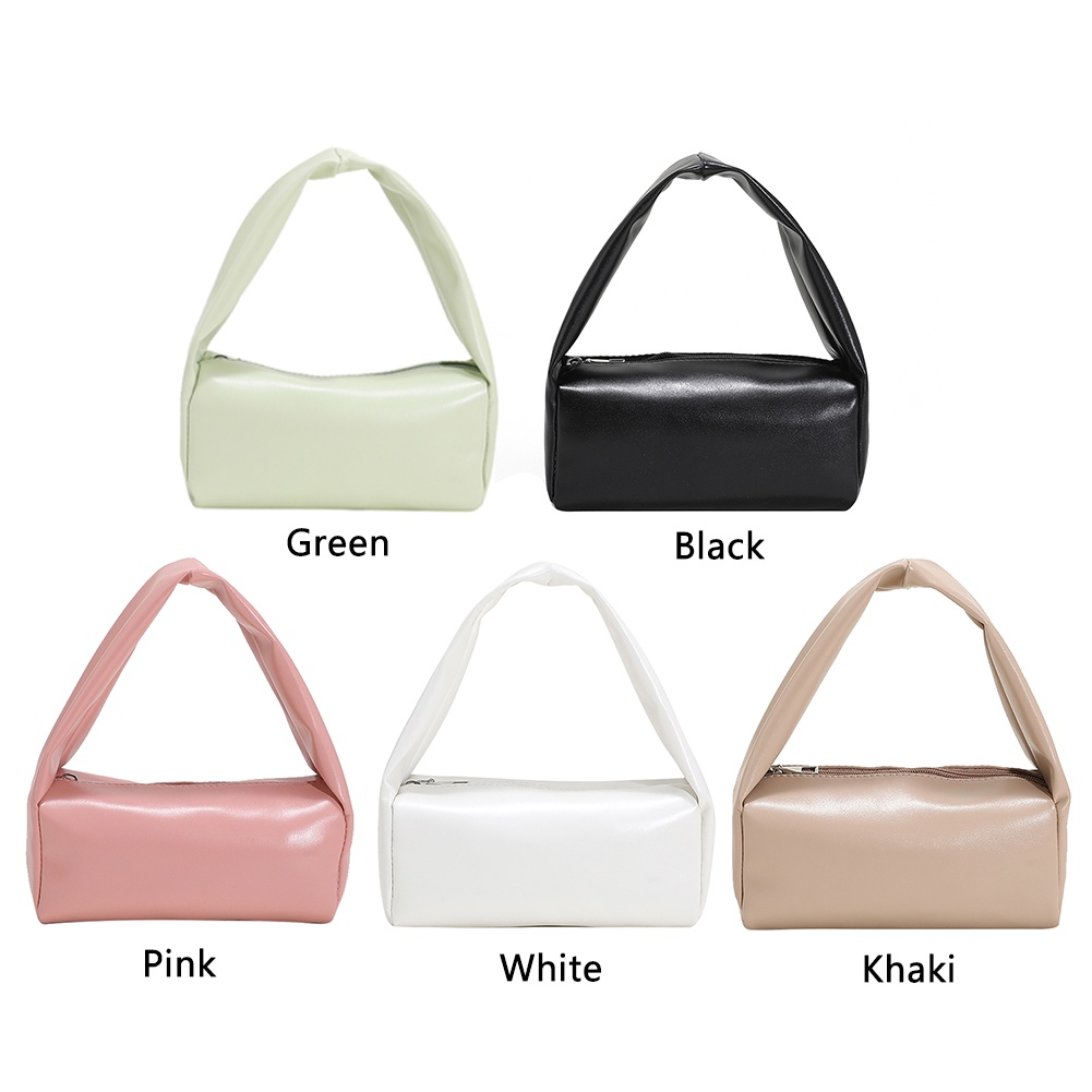 Túi Xách Da PU Hình Trụ Màu Trơn Thời Trang Cho Nữ