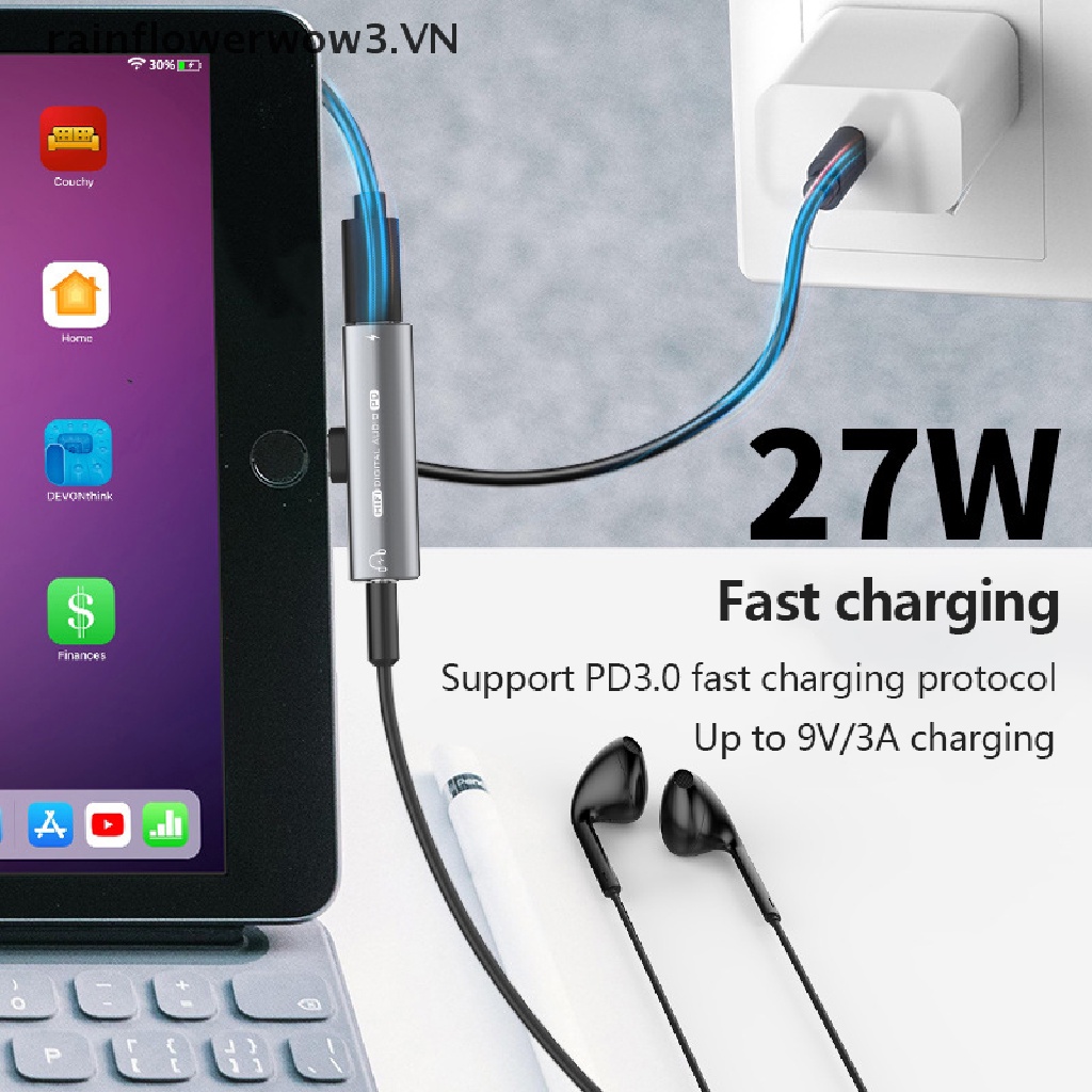 Đầu Chuyển Đổi Âm Thanh Kỹ Thuật Số Aux 32bit / 384kHz Từ USB Type-C Sang USB C / 3.5mm 2 Trong 1