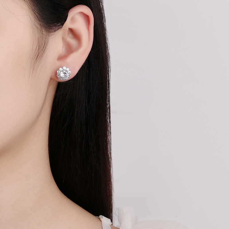 Bông Tai Hoa Hướng Dương Đính Kim Cương Trắng Sang Trọng 1 Karat