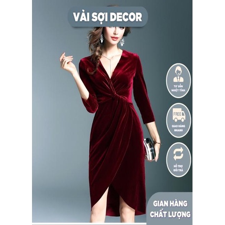 Nhung dày cao cấp màu đỏ tươi, đỏ đô chuyên dùng may mặc, decor sang trọng khổ 1, 6m