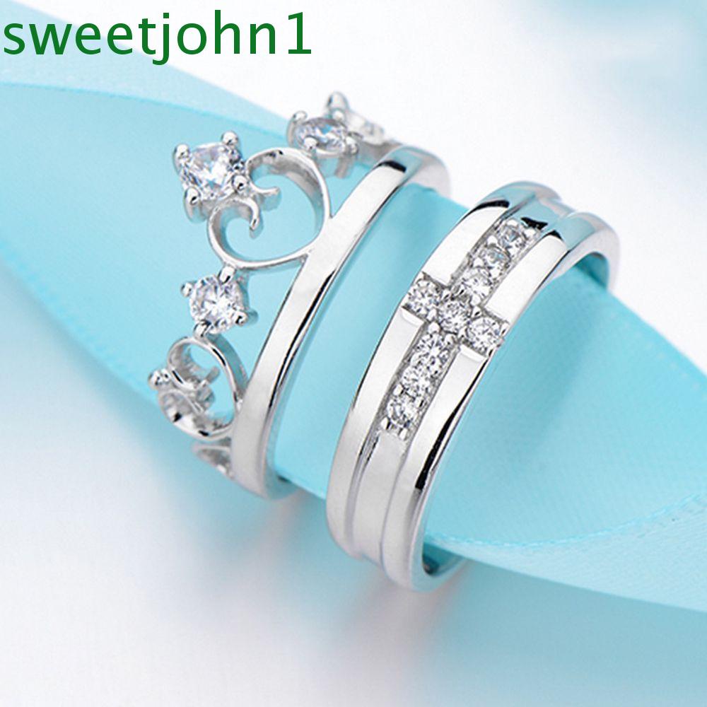 1 Cặp Nhẫn Hình Vương Miện Thiết Kế Thời Trang Cho Cặp Đôi|Đầm Cưới Thêu Chữ Thập Nhiều Màu Thời Trang