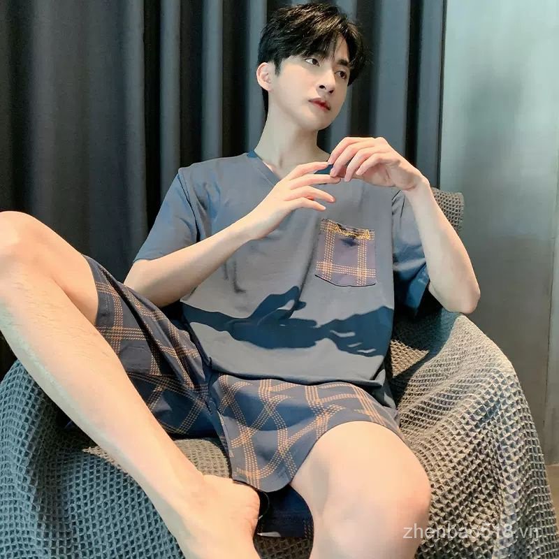 Áo Sơ Mi Tay Ngắn Và Quần Ngắn Mặc Ở Nhà Phong Cách Mùa Hè Thời Trang Cho Nam