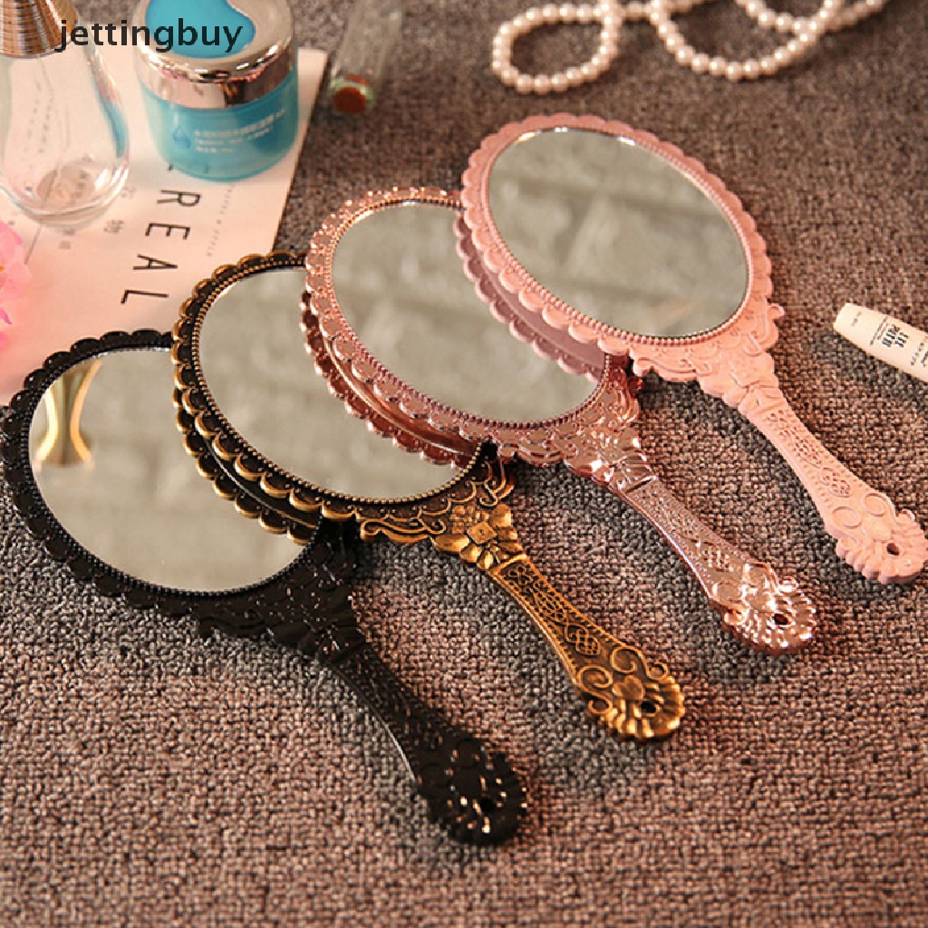 Gương trang điểm cầm tay JETTING chạm khắc họa tiết phong cách vintage thời trang