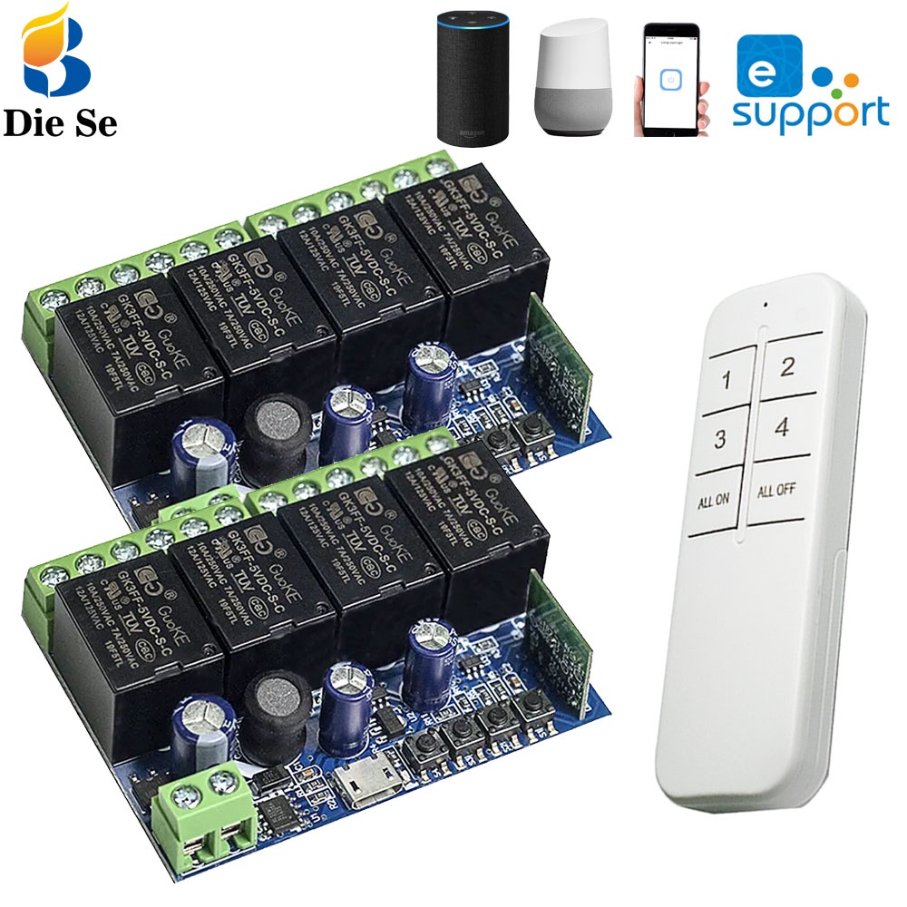 Mô-đun Nhận Tín Hiệu WiFi Không Dây Thông Minh eWelink DC 7V 12V 24V 48V USB 5V 4CH
