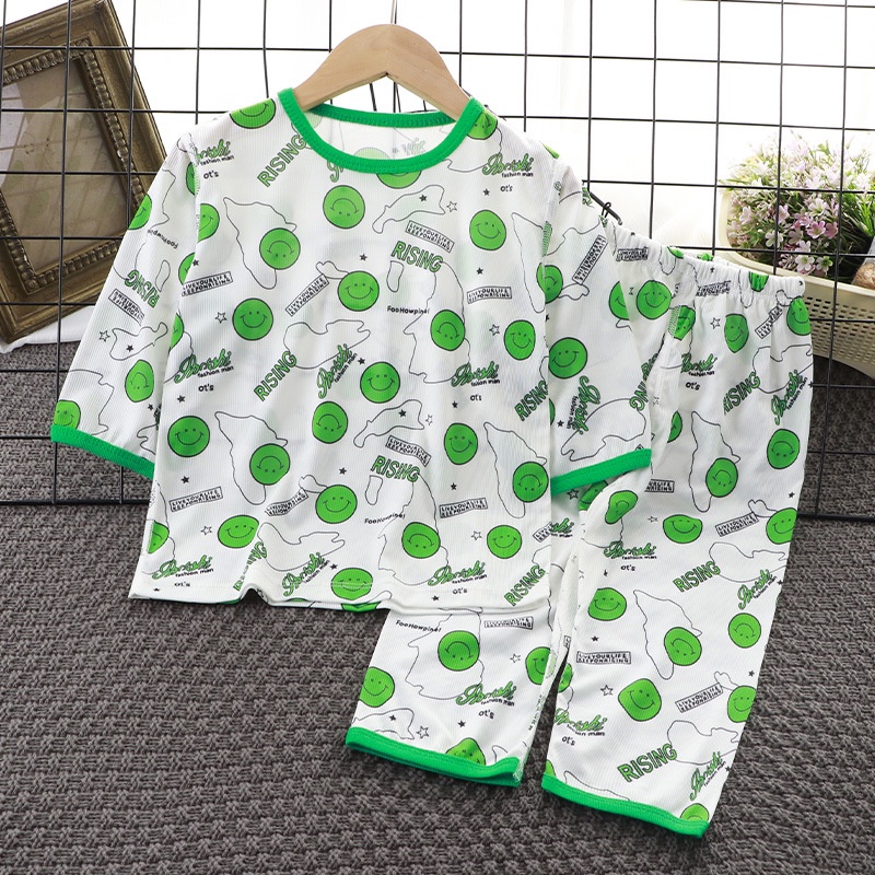 80-150cm Đồ Gia Đình Trẻ Em Mùa Hè Bé Trai Bé Gái Phong Cách Mỏng Không Xương Crop Bộ Đồ Ngủ Quần Pyjama Bộ Đồ Thường Ngày