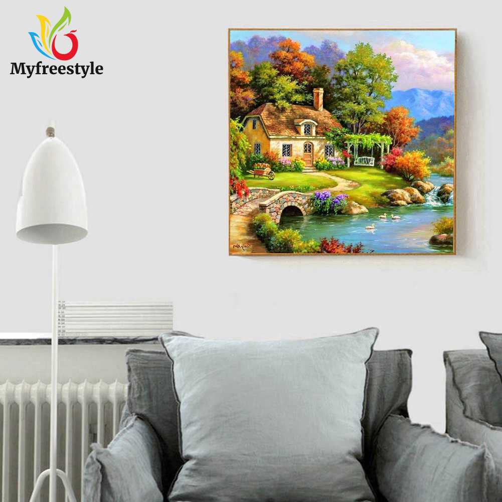 30 X 30cm Tranh Đính Đá Kim Cương Toàn Bộ 5D Diy Hình Vẽ Làng Quê Thư Giãn