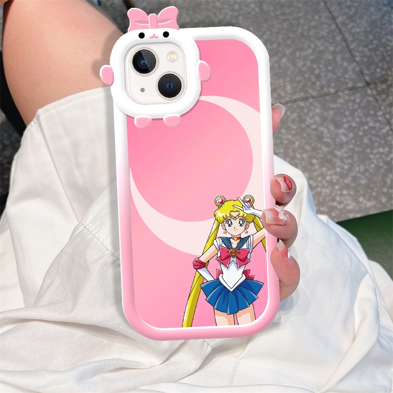 Case for IPhone 14 13 12 11 Pro Promax 14Plus  X XS XR XSMAX Sailor Moon Cute Monster Bow Tie Style Soft Matte TPU Casing DCG