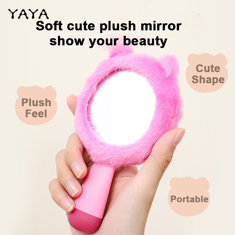 Ins Túi Mát Xa Cầm Tay mini Hình Gấu Dâu Tây Có Gương Xếp Chồng