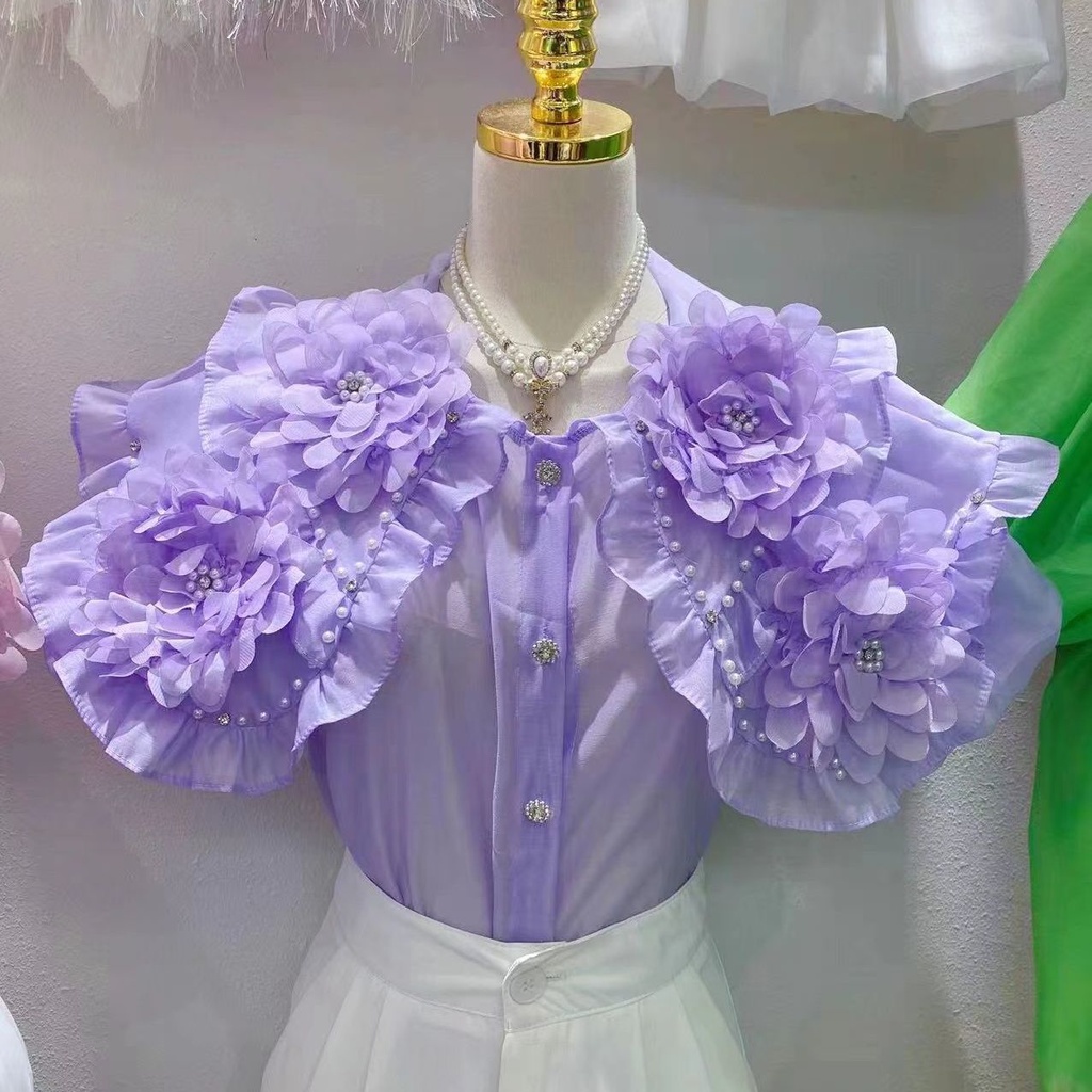 Áo Sơ Mi Phối Bèo Lá Sen Ba Chiều Thời Trang Mùa Hè 2023 Hàng Mới Dành Cho Bạn Nữ