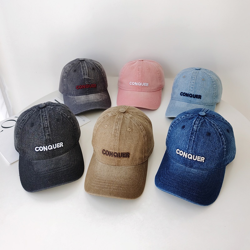 Mũ Lưỡi Trai Denim Thêu Chữ Phong Cách Hàn Quốc Thời Trang