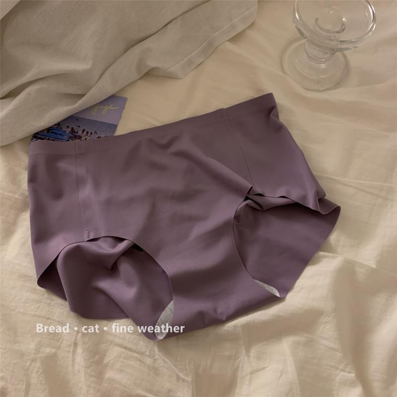 Quần Lót Cotton Lụa Lạnh Không Đường May Lưng Cao Co Giãn Thoáng Khí Màu Sắc Đơn Giản