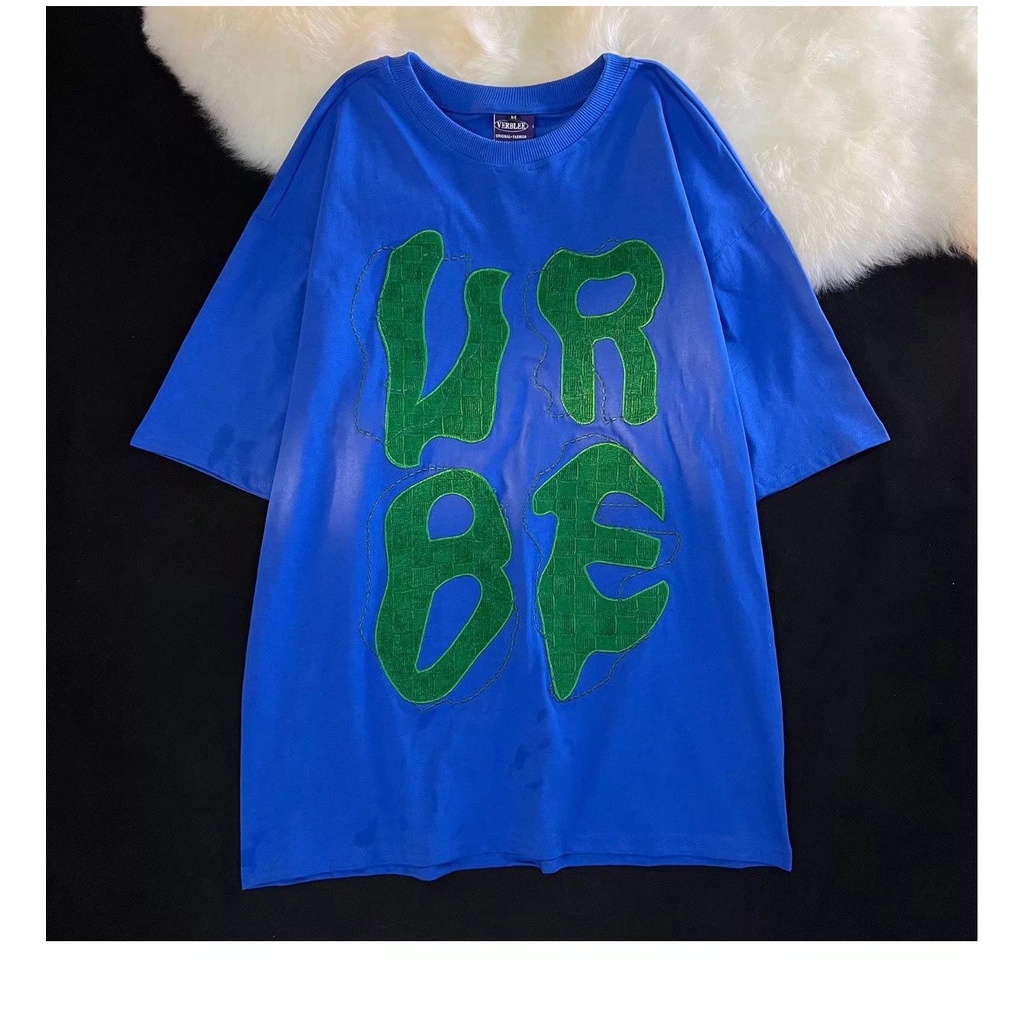 Áo Thun Nam Tay Ngắn Thêu Hình Phong Cách hip hop Đường Phố Hàn Quốc Cỡ Lớn M-3XL