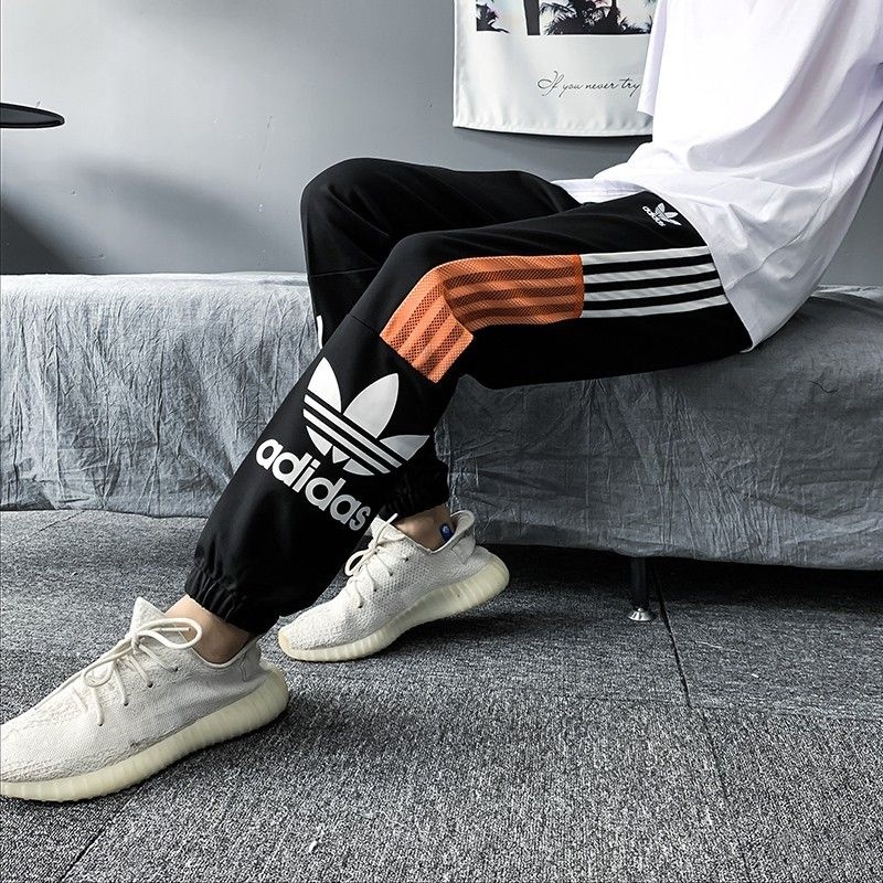 Quần Thể Thao Adidas 100% Cotton Kẻ Sọc Thêu Logo Thời Trang Cho Nam