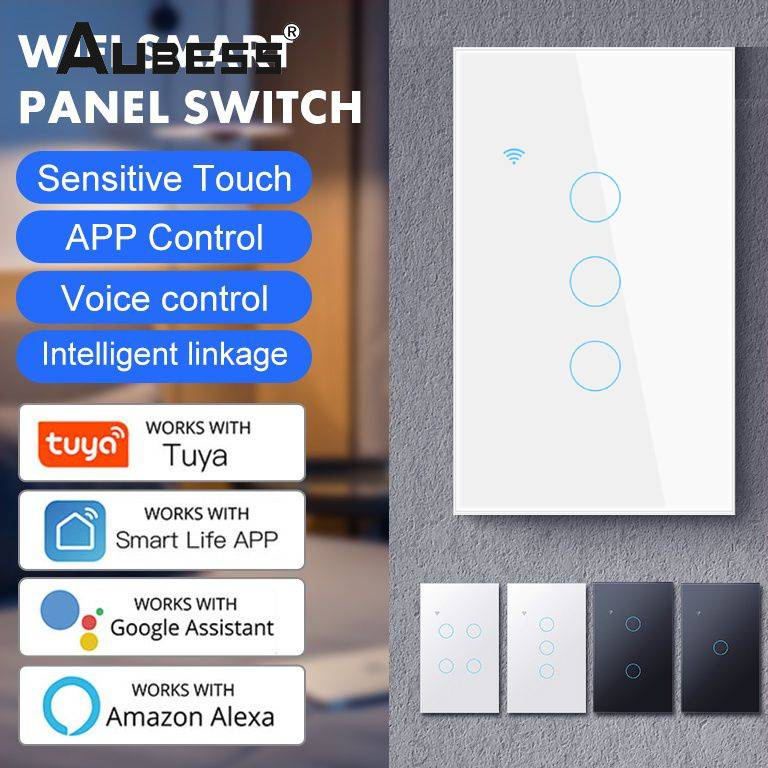 Tuya Công Tắc Thông Minh Wifi Công Tắc Đèn Us 100-250V Điều Khiển Từ Xa Alexa Google Home AUBESSTECHSTORE
