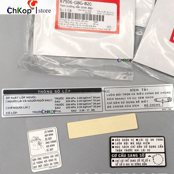 Combo 4 tem thông số xe super dream việt - chính hãng