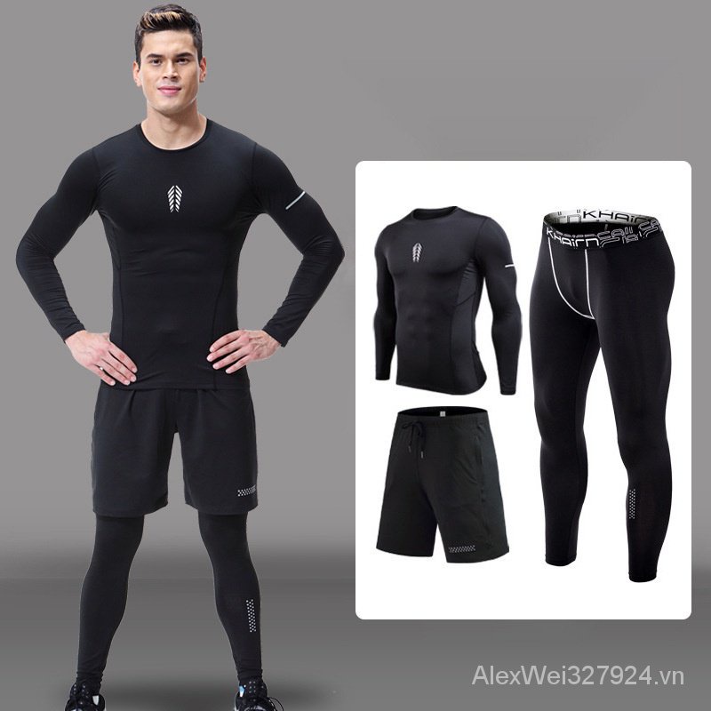 Bộ Trang Phục Thể Thao 3 Món Short + Áo Thun Ba Lỗ + Áo Ngực Thể Thao