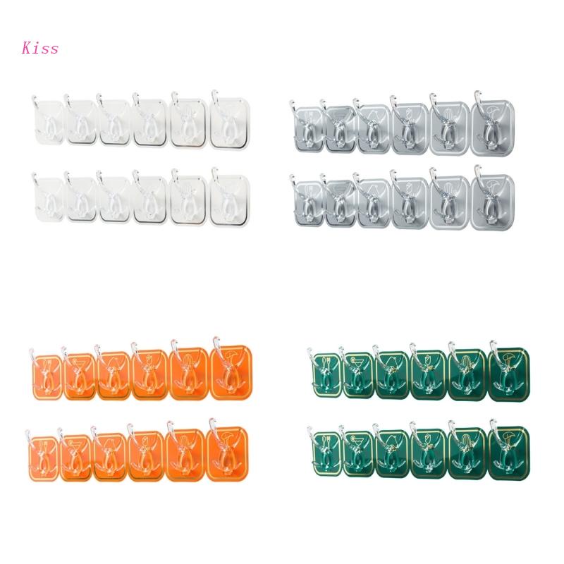 Set 6 Móc Treo Đồ Dán Tường / Cửa Trong Suốt Có Giác Hút Chắc Chắn