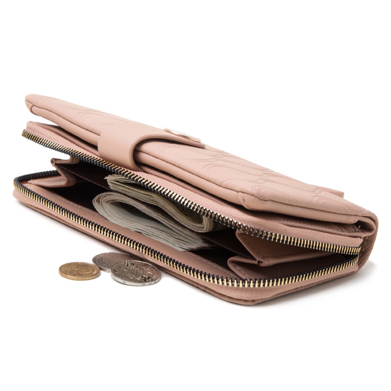 Ví Nữ Dài Cầm Tay Có Khóa Kéo Và Dây Đeo Cổ Tay