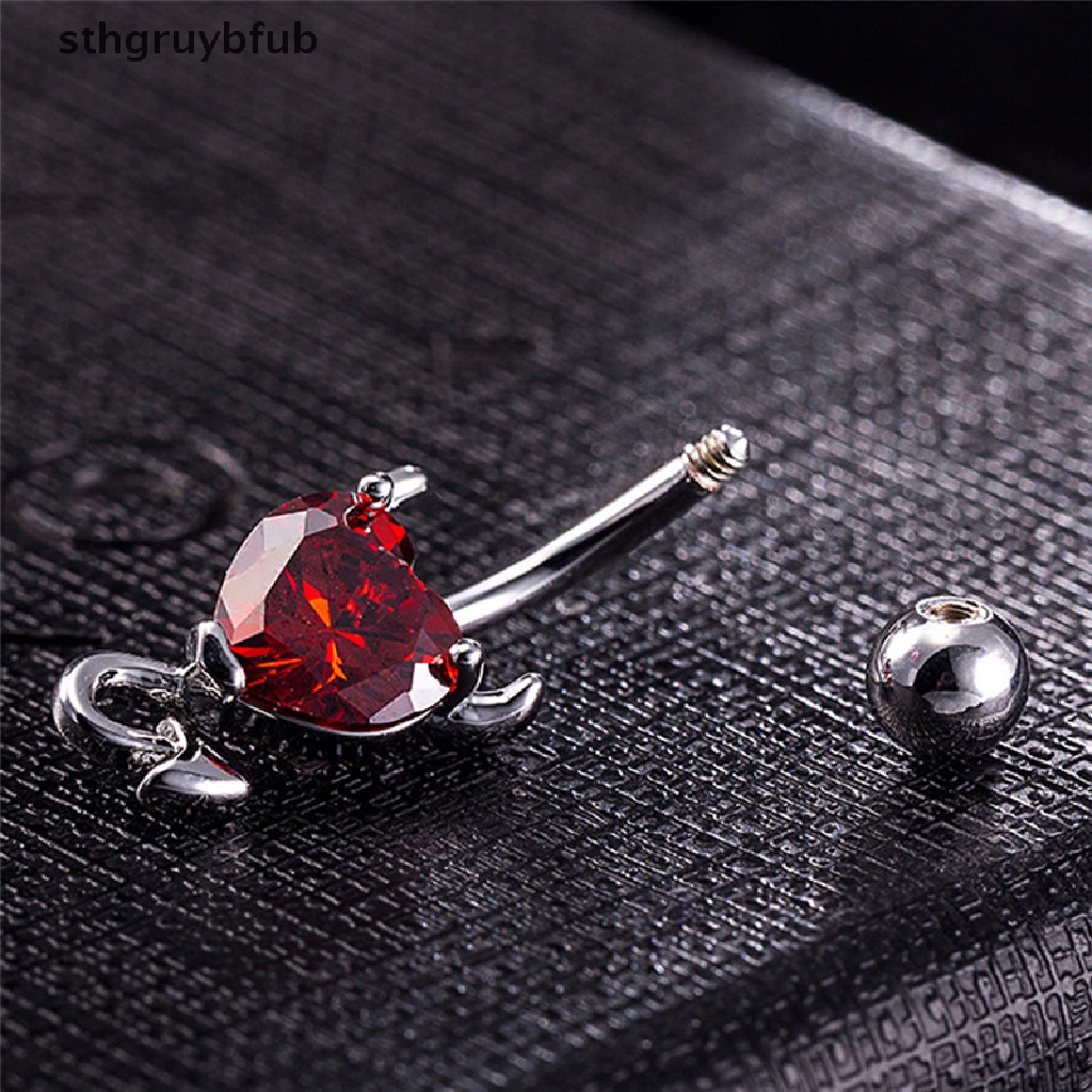 Khuyên RốN HìNh Tim ĐíNh Đá BằNg ThéP Y Tế