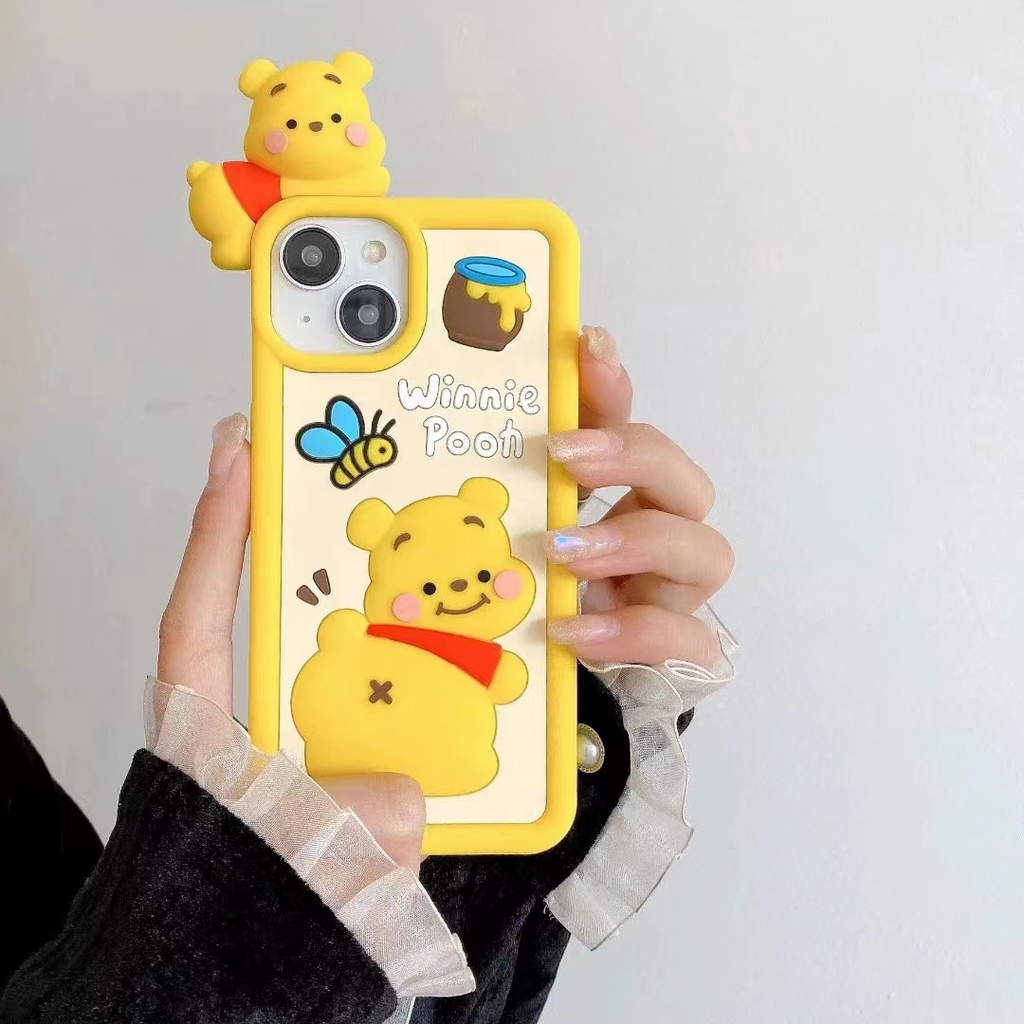 Ốp Điện Thoại Silicon Họa Tiết Winnie Pooh 3D Dành Cho iPhone 14 13 12 11 Pro MAX XR X / XS 14 Plus
