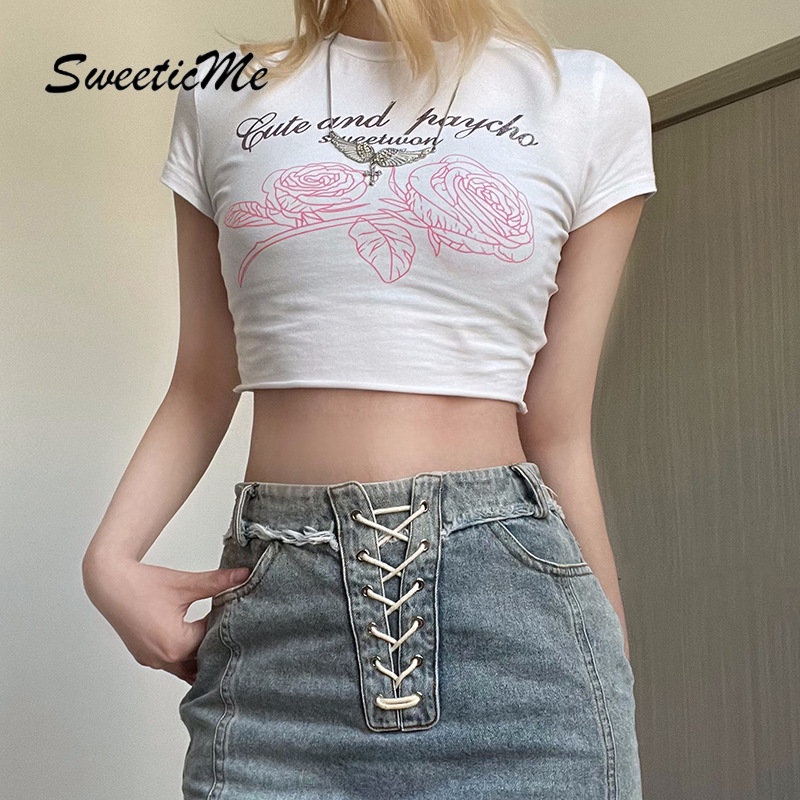 Áo Thun Tay Ngắn Dáng Ôm In Họa Tiết Thời Trang Mùa Hè 2023 Cho Nữ