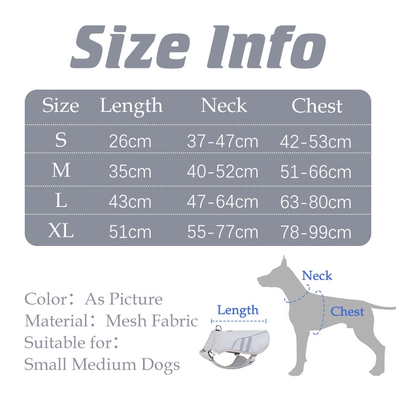 HamshMoc Áo Khoác Phản Quang Làm Mát Chống Nắng Mùa Hè Có Thể Điều Chỉnh Huấn Luyện Chó Ngoài Trời