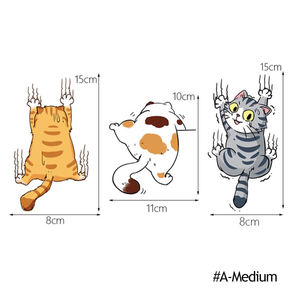 Set 3 Nhãn Dán Trang Trí Xe Hơi Họa Tiết Mèo Leo C8O5