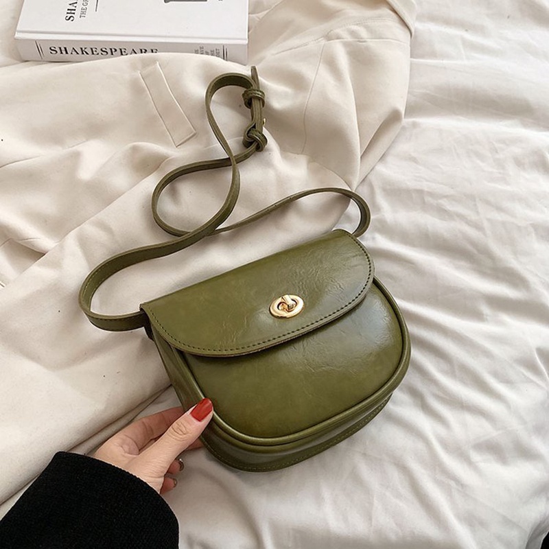 Túi Đeo Chéo Khóa Tròn Nhỏ Thiết Kế Đa Năng Tinh Tế Màu Vàng Cho Nữ