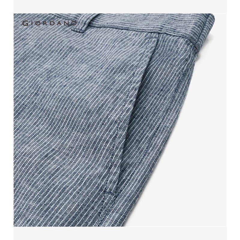 Quần short GIORDANO 01103340 vải linen cotton lưng co giãn 1 nữa thời trang