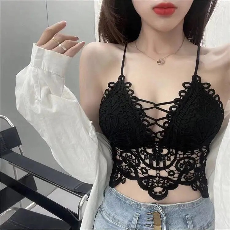 Áo Ngực Mùa Hè Phong Cách Mới Pháp Đan Móc Rỗng Hở Lưng Đẹp Mắt Quyến Rũ Mặc Bên Trong Có Thể Mặc Ngoài Thời Gian Giới Hạn Cho Nữ
