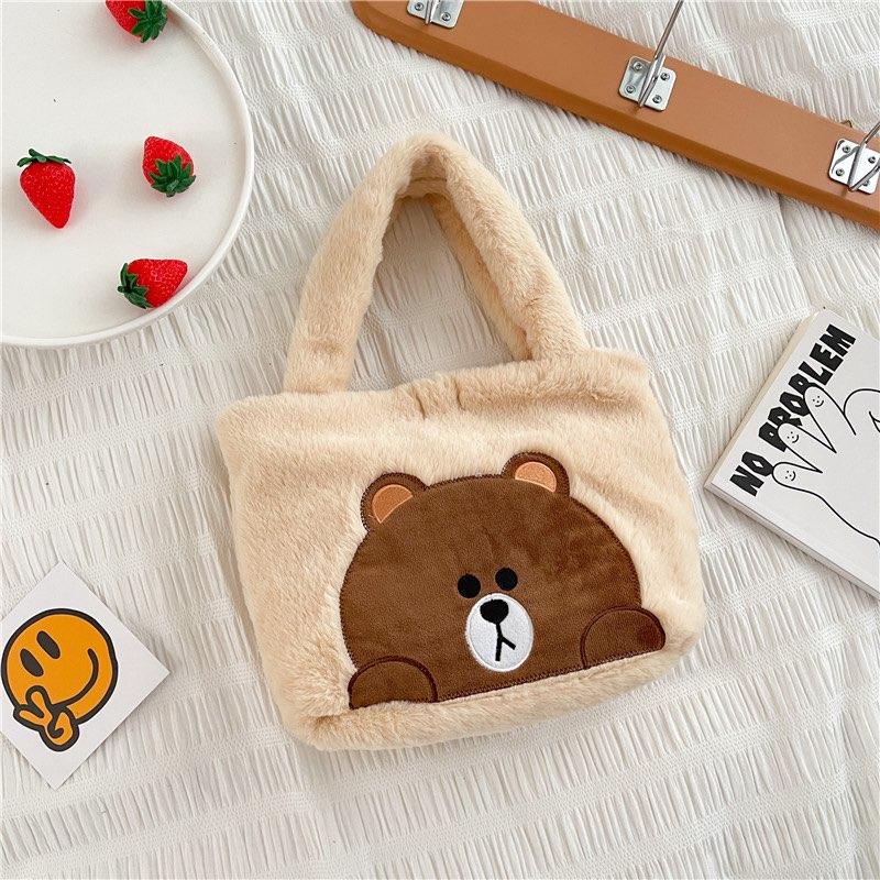 Túi Brown Lông Trắng