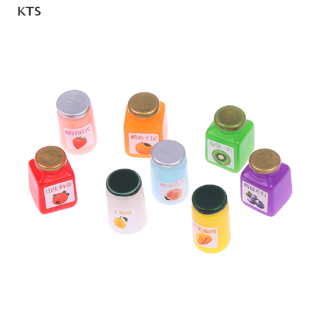KTS 8pcs 1:12 Miniatures Dollhouse Jams Furniture Miniature Kitchen Doll House KT