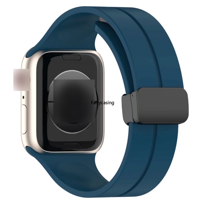 Dây Đeo Silicone Khóa Nam Châm Gấp Gọn Cho Đồng Hồ Thông Minh Apple Watch 49mm 45mm 41mm 40mm 44mm 42mm 38mm Series 8 Ultra 7 6 5 4 3 2 1