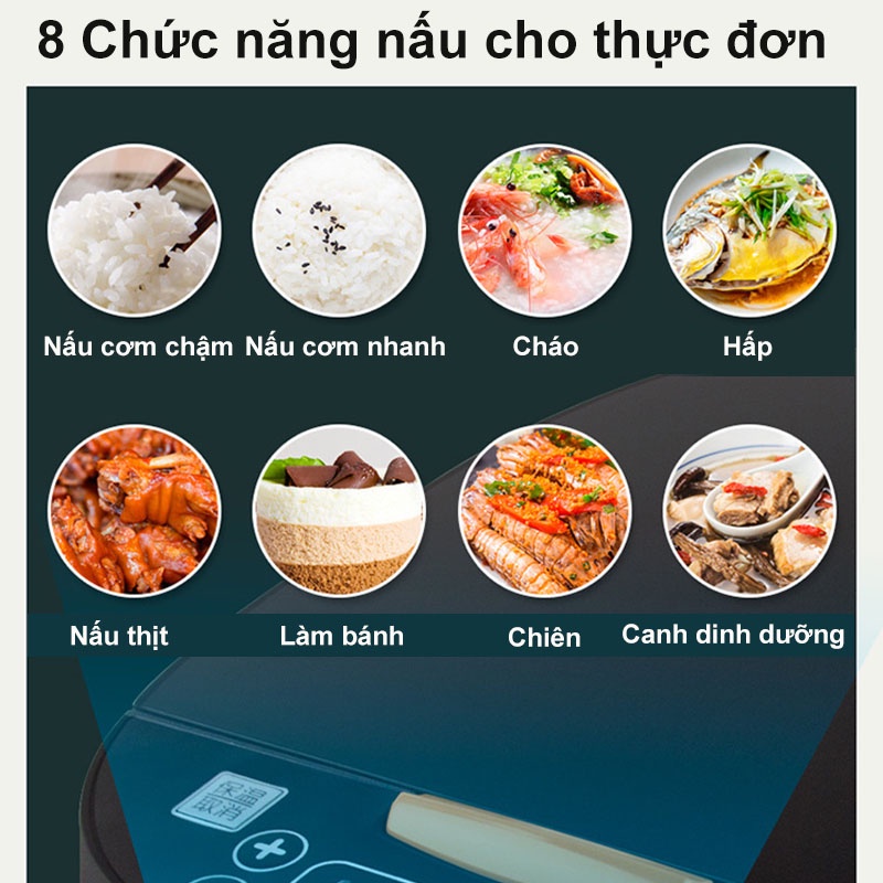 Nồi Cơm Dung Tích Lớn Cho 5-6 Người, Nấu Nhanh Tiện Lợi, Nhiều Chế Độ Đa Năng Hẹn Giờ Thông Minh, Lòng Nồi Chống Dính