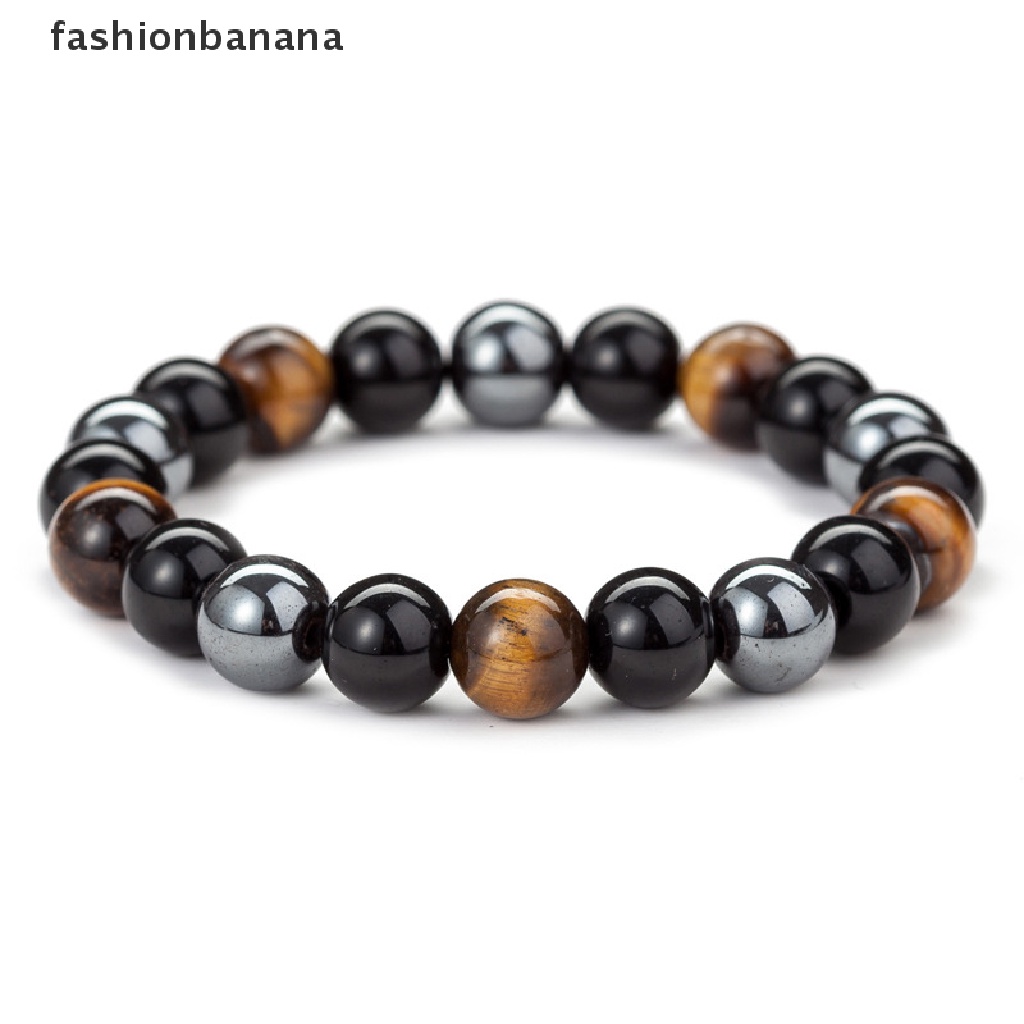 Vòng Tay Chuỗi Hạt Đá Mắt Hổ Bằng Đá Obsidian Màu Đen Thời Trang Cho Nam