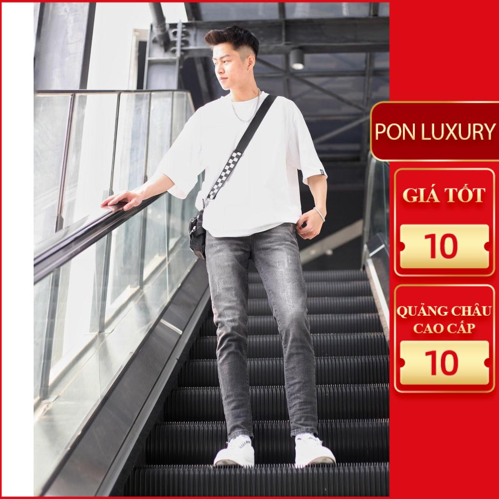 Quần jean xước rách mài màu đen co giãn tốt slimfit skinny VNXK Ponluxury hà nội hcm freeship