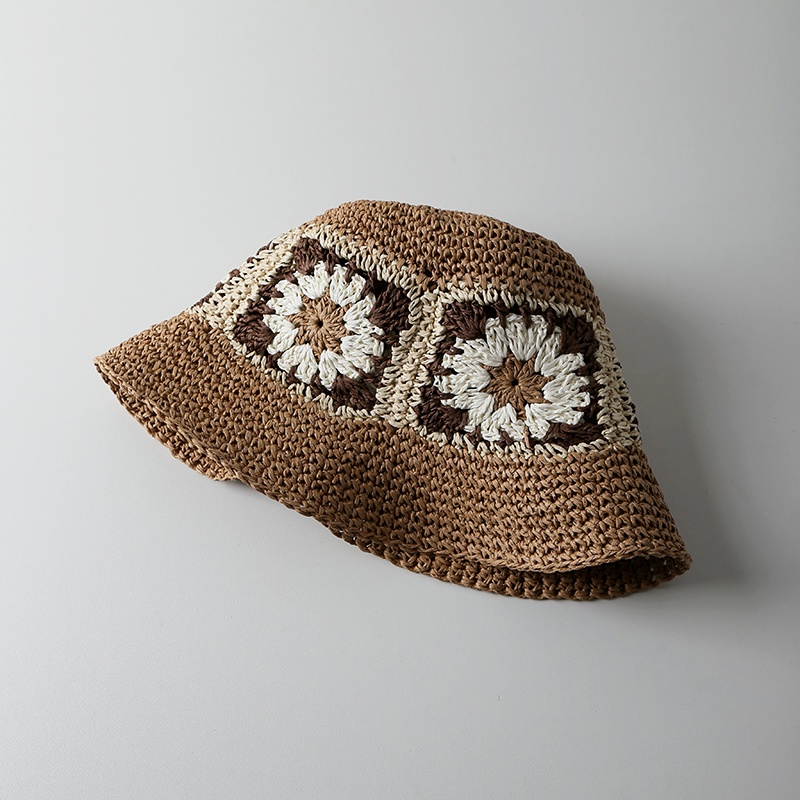 Nón Tai Bèo Đan Cói Thủ Công Họa Tiết Hoa Xinh Xắn Thời Trang Hàn Quốc