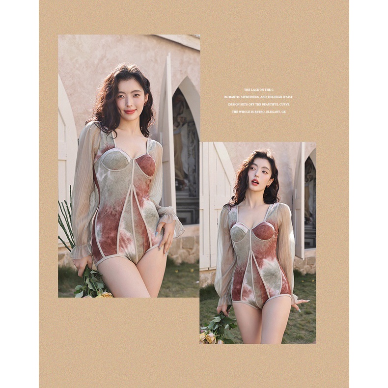 BBB Women's Swimsuit Europe and US Super Fairy Conservative One-piece Belly Covering Long Sleeved Sexy Swimwear