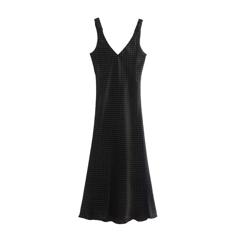 Đầm Zara Không Tay Cổ Chữ V Hoạ Tiết Chấm Bi Chất Liệu Nhung Thời Trang 24 Dành Cho Nữ 9878 203 093