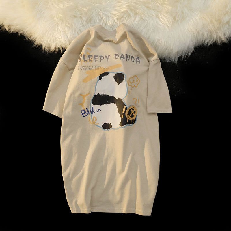 Áo Thun 100% Cotton Tay Ngắn Dáng Rộng Cổ Tròn In Họa Tiết Hoạt Hình Phong Cách Hàn Quốc Thời Trang Mùa Hè Cho Nữ