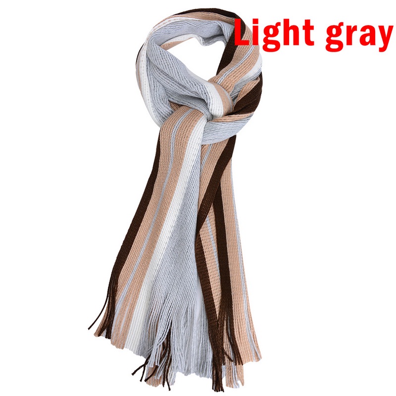 Khăn Choàng Cổ Dài Đan Len Tua Rua Giữ Ấm Mùa Đông Cho Nam Đen