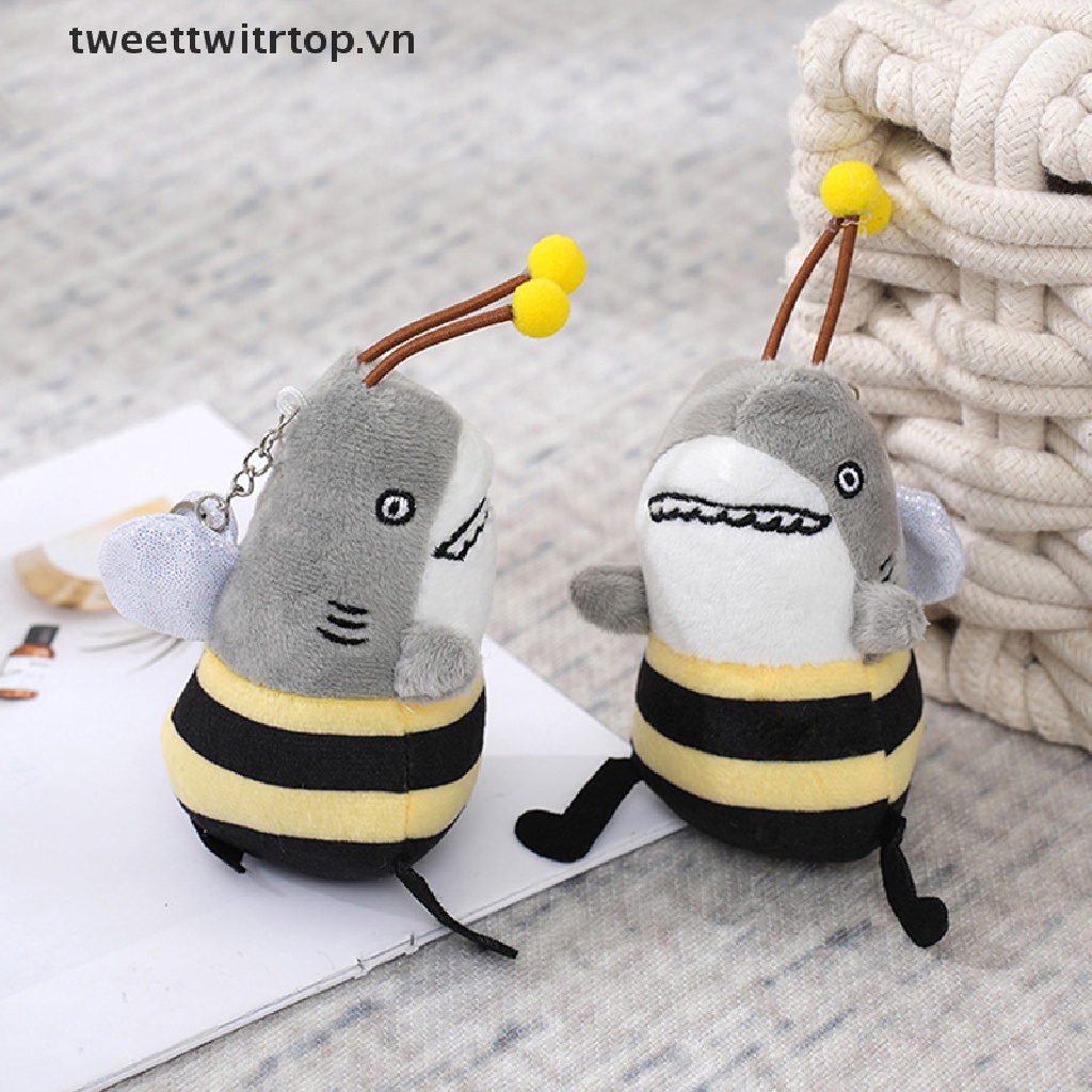 Đồ chơi nhồi bông Hình Cá Mập / Ong Mềm Mại Vui Nhộn Gắn Móc Khóa Cho Bé