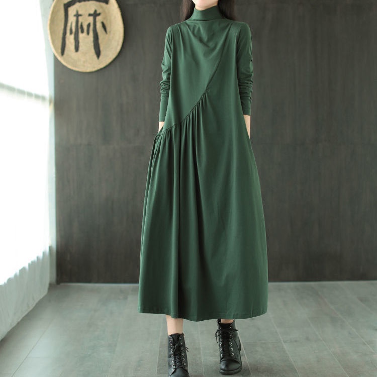 Đầm Dài Tay Cỡ Lớn Thiết Kế Giản Dị Phong Cách Retro