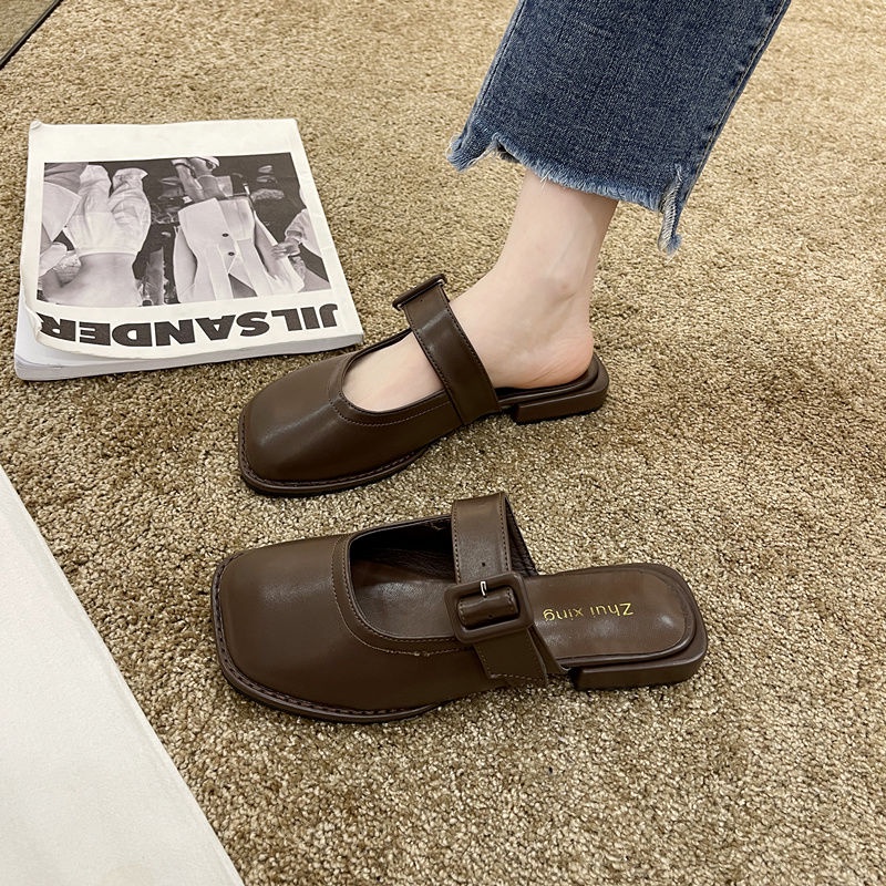 Dép Lười Đế Bằng Mũi Vuông Thời Trang Mùa Hè Hàn Quốc Cho Nữ