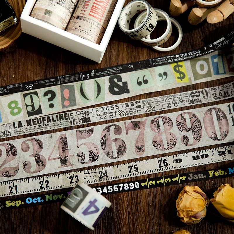 Set 10 Cuộn Băng Dính Washi DIY Trang Trí Album Ảnh Phong Cách Vintage