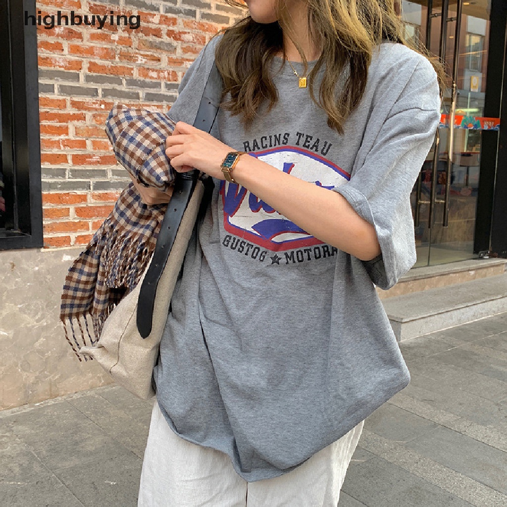 Áo Thun Nữ Tay Ngắn In Chữ Phong Cách Retro