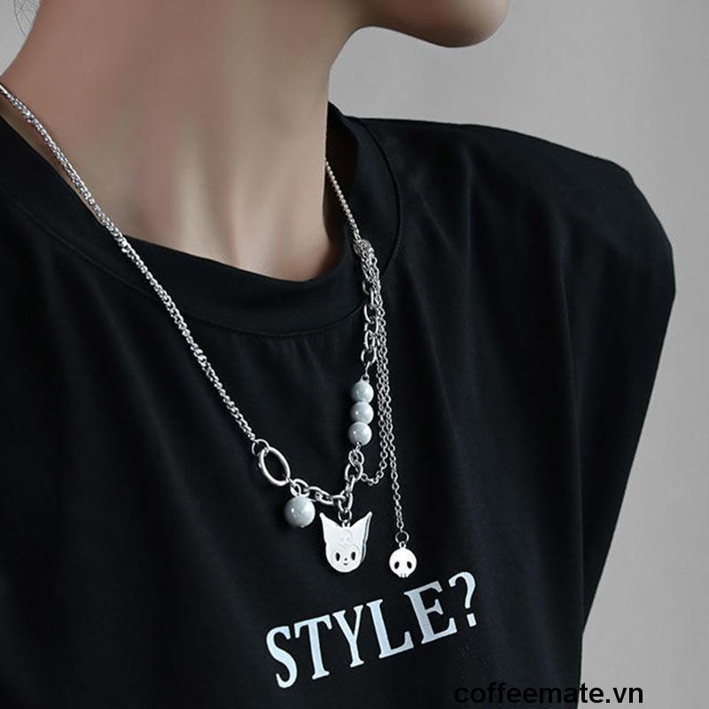 【coffeemate】⚡ Kulomi Cat Reflective Pearl Mosaic Vòng cổ nhẹ sang trọng Chuỗi cổ