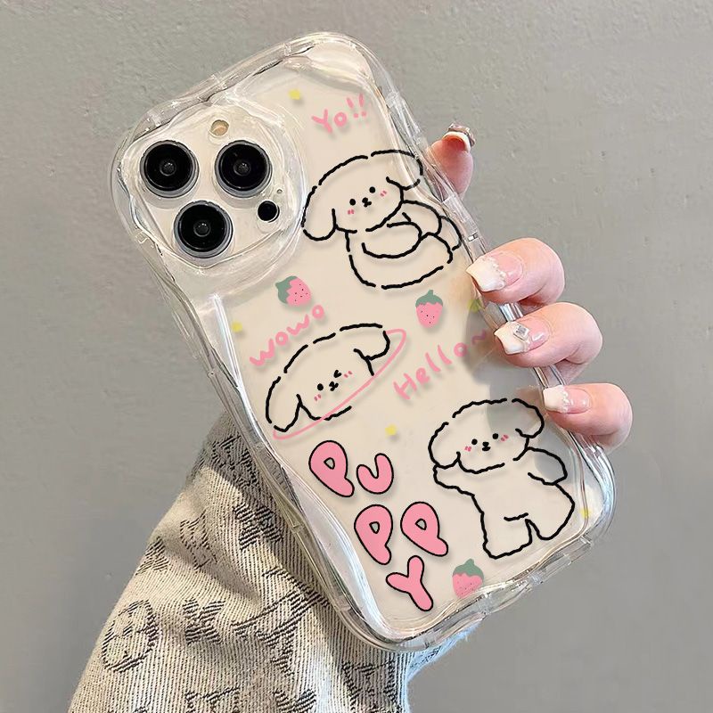 ✅Ốp Điện Thoại Mềm Trong Suốt Chống Sốc In Hình Cún Và Dâu Tây Cho iPhone14 / 13promax 12 / 11 7 / 8p xsxr